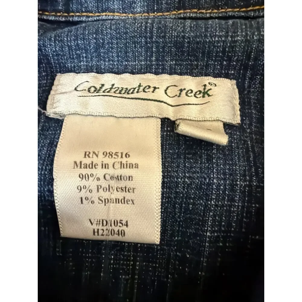 Vintage Y2K Coldwater Creek Denim Trucker Jacket #1207 Size XL